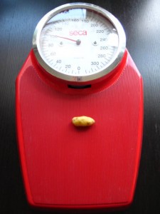 Small potato on a scale